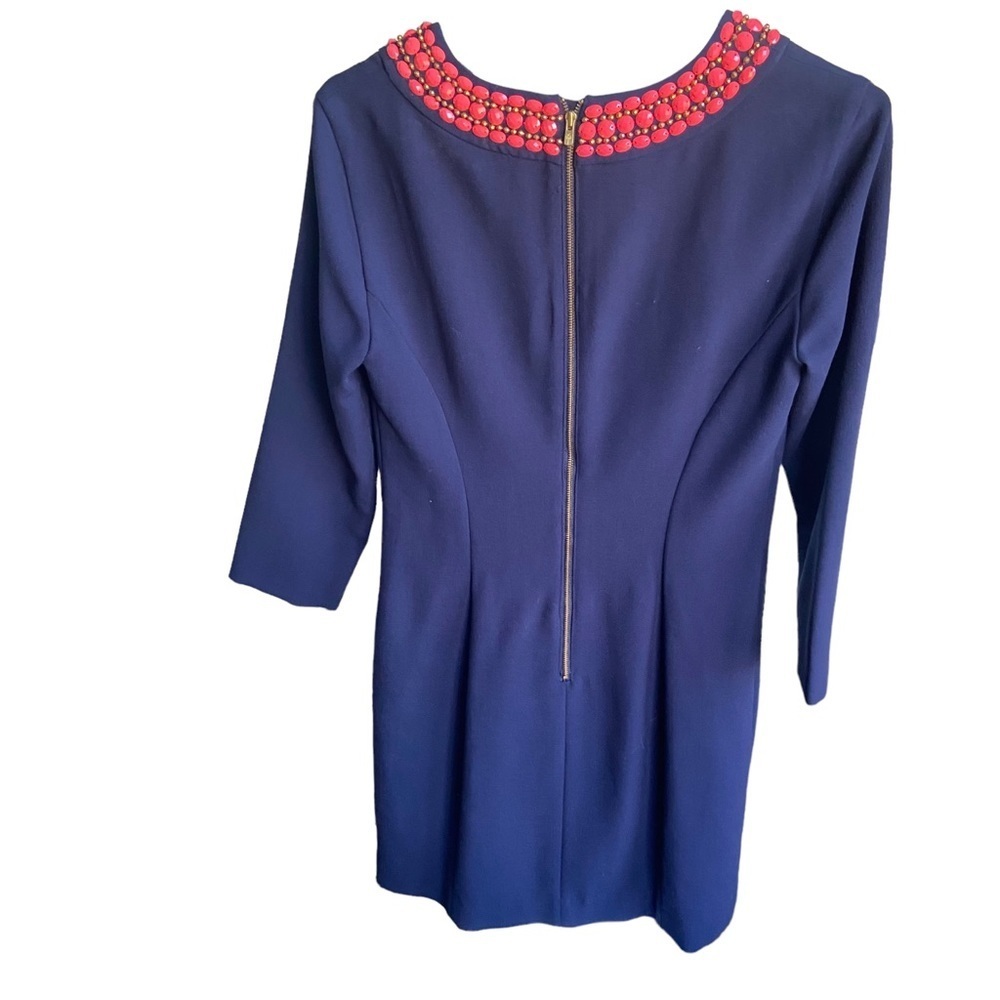 Lilly Pulitzer Bennett Shift Dress Navy Bead Embellished - Size 2 - Picture 8 of 13